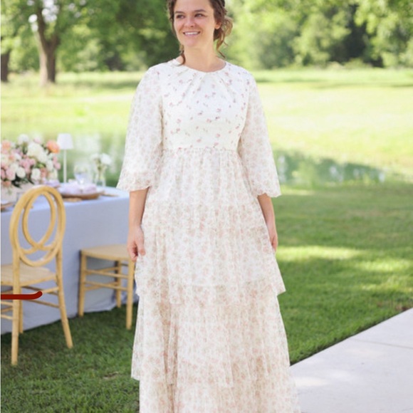 Dainty Jewells Dresses & Skirts - Dainty Jewells Cream Dress with Pink Floral Design
